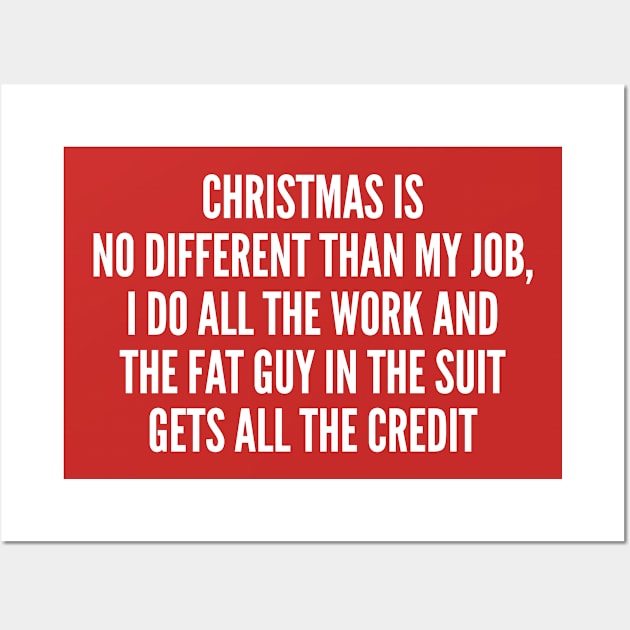 Christmas Humor - Christmas Is No Different Than My Job - Funny Joke Statement humor Slogan Quotes Saying Wall Art by sillyslogans